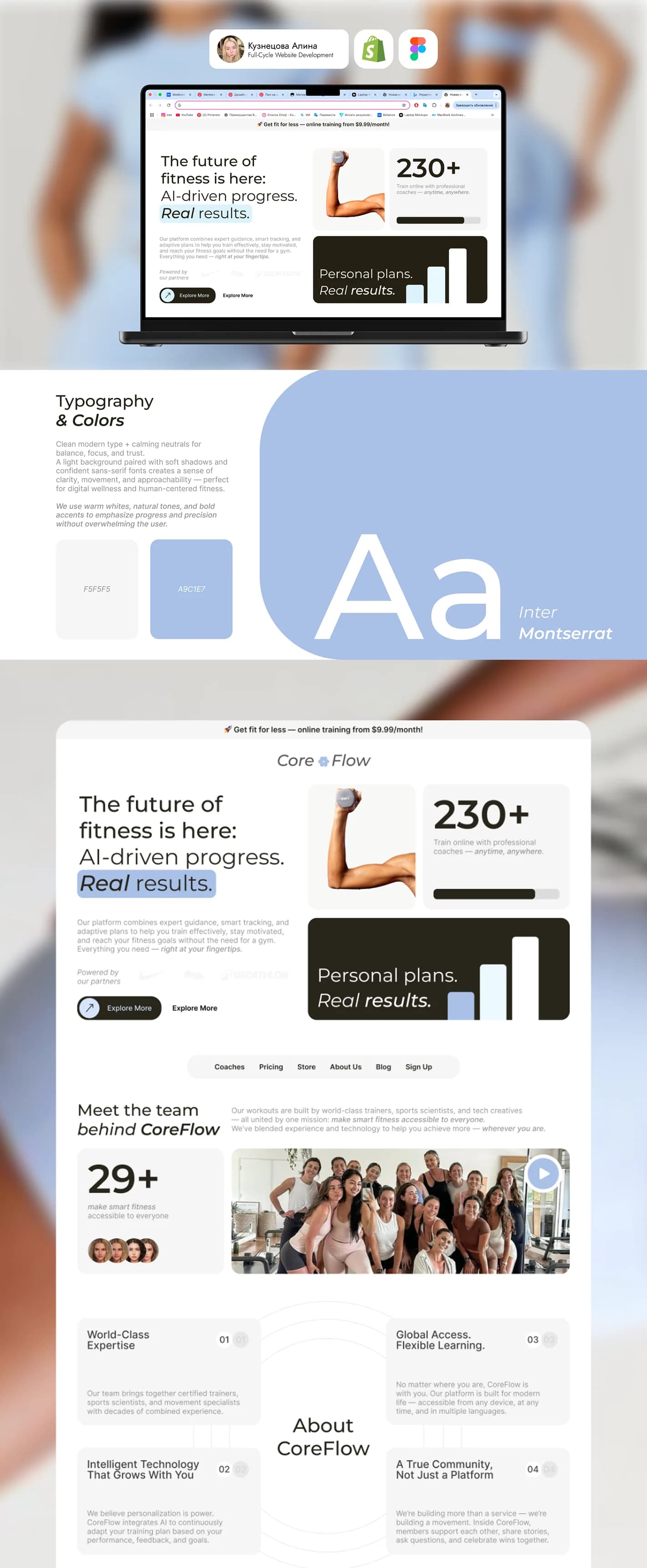 CoreFlow home page and product sections